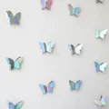 Holographic iridescent 3D butterfly paper garland for birthday party wall decorations - Small Iridescent Silver