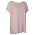 Camiseta holgada de yoga para mujer con cuello en V, manga corta y dobladillo con abertura. - S / Rosa