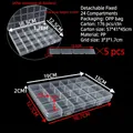 Clear 24-grid adjustable plastic storage box for beads jewelry and components - Fixed 24-Compartment 19x13x2cm