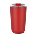 Red double-wall 304 stainless steel coffee mug with a transparent spill-proof lid. - 380ml / Car Mug with Transparent Slide Lid / Red