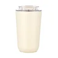 Insulated cream stainless steel coffee cup with transparent lid for office and travel - 380ml / Car Mug with Transparent Slide Lid / Off-white