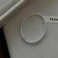 Elegant pearl bracelet with a square zircon accent in French style - 41# Bracelet Square Cut Rhinestone Single Ring Style / White