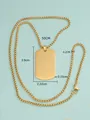 Goldfarbene Dog-Tag-Halskette aus Titanstahl, 50 cm Kette, 3,9 x 2,22 cm Anhänger. - Gold