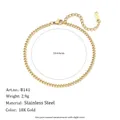 Close-up detail of 18K gold plated stainless steel curb chain bracelet showing dimensions - 2.5mm / Gold