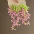 Detailed view of handmade pink and green beaded flower tassel earrings for vacation style - 5# Silver Needle