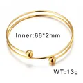 Brazalete minimalista de acero inoxidable dorado de doble vuelta con cuentas - Dorado (KB55688-Z)