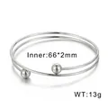 Brazalete minimalista de doble círculo de acero inoxidable con esferas plateadas - Color Acero (KB55674-Z)