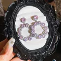 Zilveren oorbellen met fonkelende roze strass steentjes in een elegant rond ontwerp - Stijl 54 (HE32568)