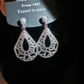 Mooie glinsterende zilverkleurige traanvormige oorbellen met fijne strass steentjes - Stijl 6 (HE32568)