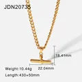 Gold titanium steel T-bar necklace for women featuring detailed length and weight info. - Gold Fine Link T-Bar Necklace (JDN20735)