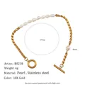 Minimalistisches 18K Gold Edelstahl Seilkette Armband mit Süßwasserperlen - Geflochtenes Gedrehtes Seil Süßwasserperlen Armband