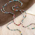 Bohemian multi-colored faceted crystal beaded waist chain featuring elegant white pearls - 11# Waist Chain / Colorful
