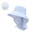 Light blue foldable sun hat with wide brim and neck protection flap for women - Vitality Blue