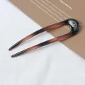 Épingle à cheveux élégante en acrylique écaille de tortue en forme de U pour chignon - Pic à Cheveux en U: Écaille de Tortue