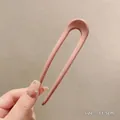 Épingle à cheveux élégante en acrylique rose poudré en forme de U, taille 11,5 cm - 11.5cm / Pic à Cheveux en U Plastique - Rose