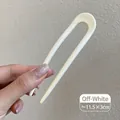 Épingle à cheveux en U en acrylique blanc crème pour chignons - 11.5x3cm / Pic à Cheveux en U Plastique - Blanc Cassé