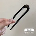 Épingle à cheveux en U en acrylique noir minimaliste pour chignon, taille 11,5x3 cm - 11.5x3cm / Pic à Cheveux en U Plastique - Noir