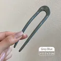 Épingle à cheveux en acrylique en forme de U bleu gris pour chignons élégants - 11.5x3cm / Pic à Cheveux en U Plastique - Vert Grisâtre