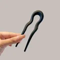 Épingle à cheveux en acrylique noir mat en forme de U pour un style minimaliste - Pic à Cheveux Géométrique - Noir Givré
