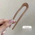 Épingle à cheveux en acrylique beige en forme de U pour coiffures élégantes en chignon - 11.5x3cm / Pic à Cheveux en U Plastique - Kaki