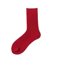 Vibrant red ribbed crew sock for men made of breathable cotton fabric for daily use - One Size / Red