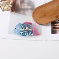Cute blue and pink fish-shaped acetate hair claw clip for creative styling. - Blue Fish