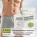 Grey men's disposable underwear pack 5pcs 4XL size breathable quick-dry travel briefs - Men's No-wash Quick-dry Underwear 4xl (95-110kg)