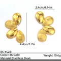 Französische Vintage-Ohrringe, gestreifte Blumenform, 18 Karat vergoldeter Edelstahl - Gold
