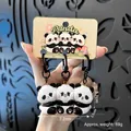 Three cute cartoon magnetic panda resin keychains shown with dimensions and weight - Three Pandas Magnetic (3 Pcs Set) / SKU Price for One Pair