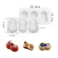 Peanut-shaped 3-cavity silicone mousse cake mold for DIY baking with dimensions - 3-Hole Peanut