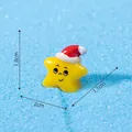 Mini Christmas star resin figurine with Santa hat, 1.8x2x1.1cm decorative ornament - Golden Star with Rhinestones
