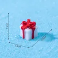Miniature white resin Christmas gift box with red bow on blue glitter - White Gift Box