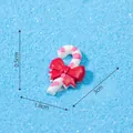 Small resin Christmas candy cane ornament with red bow DIY crafts decoration 3cm size - White Pink Candy Cane