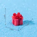 Small red resin Christmas gift box miniature figurine with 1.5cm dimension markings - Red Gift Box