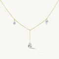 Elegant gold plated Y-necklace featuring three sparkling pear-cut zircon pendants - Three Pear-Shaped Zirconia Necklace