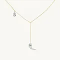 Elegant gold plated Y-shaped necklace featuring two shimmering pear-cut zircon pendants - Double Pear-Shaped Zirconia Necklace