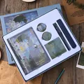 Impressionist oil painting stationery gift set featuring Monet theme in blue box - Woman with a Parasol Loose-leaf Fountain Pen Set