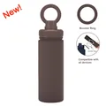 Brown matte stainless steel magnetic water bottle with booster ring phone holder lid - 550ml / Dark Coffee
