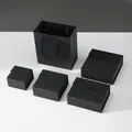 Premium matte black jewelry packaging set with assorted sizes boxes and shopping bag - Flip Box - Wood Grain Black