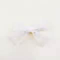 Elegante pasador de pelo con lazo de encaje bordado blanco para bautizo y boda niña - Estilo de Lazo Hueco (MC2417)