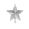 Puntale per albero di Natale a forma di stella a cinque punte argento traforato lucido - 15CM / Argento