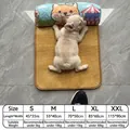 Yellow summer pet cooling mat with cartoon dog pillow for small and large dogs - Puppy with Ice Cream / Size S (40*30cm) (recommended For Users Weighing Up To 5 Catties)
