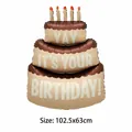 Ballon en aluminium gâteau à trois étages mat pour décoration de fête, 102.5x63cm - Gâteau à Trois Étages Mat
