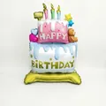 Ballon gâteau d'anniversaire sur pied avec ours et bougies pour déco - Gâteau Ours Debout