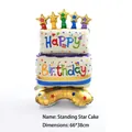 Ballon de gâteau étoilé debout pour décoration de fête d'anniversaire, 66x38 cm, vif - Gâteau Étoile Debout