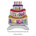 Ballon en aluminium en forme de gâteau d'anniversaire à trois couches pour décoration - Gâteau d'Anniversaire à Trois Niveaux Debout