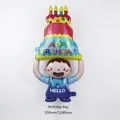 Grand ballon en aluminium garçon d'anniversaire avec gâteau coloré pour fêtes - Garçon de Gâteau d'Anniversaire