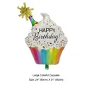 Ballon d'anniversaire en forme de cupcake coloré avec texte 60x80cm - Grand Cupcake Coloré