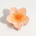 Elegant plumeria flower hair claw clip in gradient orange candy color for women fashion - Light Orange