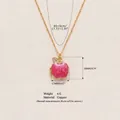 Pink enamel apple locket necklace in gold-plated copper with zircon leaf detail - Apple Locket Necklace